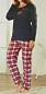 Preview: Kuscheliger 2 tlg. Damen Schlafanzug mit Flanellhose Nachtwäsche Gr.S M L NEU
