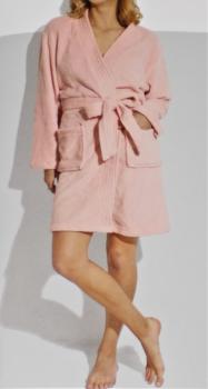 kuscheliger Damen Bademantel extrem weiche Qualität Gr.M L XL hellgrau/rosa NEU