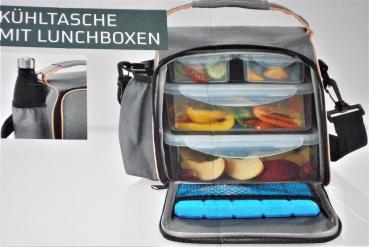 Kühltasche mit 4 Lunchboxen mit Tragegriff und Schultergurt NEU