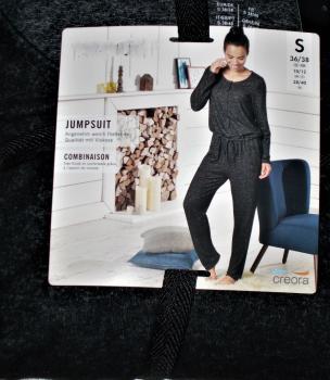 kuscheliger Damen Jumpsuit Einteiler Hausanzug GrS 36/38 anthrazit NEU