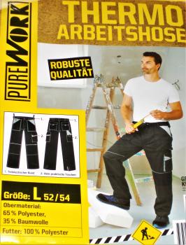 Herren Thermo Arbeitshose Bundhose robuste Qualität Gr.L XL schwarz/grau NEU
