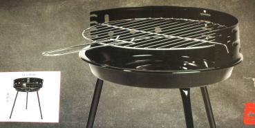Grillmeister Holzkohle Rundgrill Basic Emaillierte Feuerschale 33cm Grillfläche