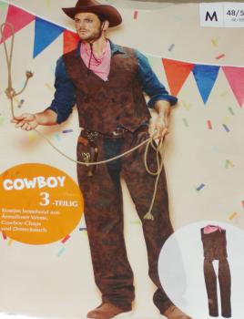 3 tlg.Herren KOSTÜM COWBOY Gr.M L Fasching Karneval Junggesellenabschied NEU