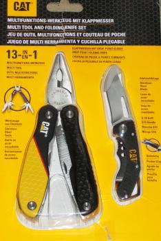 CAT 13 in1 Multifunktions Werkzeug + Klappmesser mit Drop Point Klinge NEU