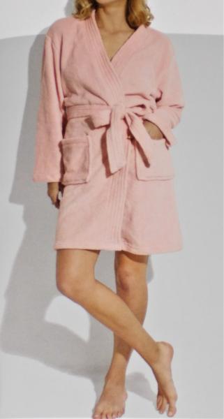 kuscheliger Damen Bademantel extrem weiche Qualität Gr.M L XL hellgrau/rosa NEU