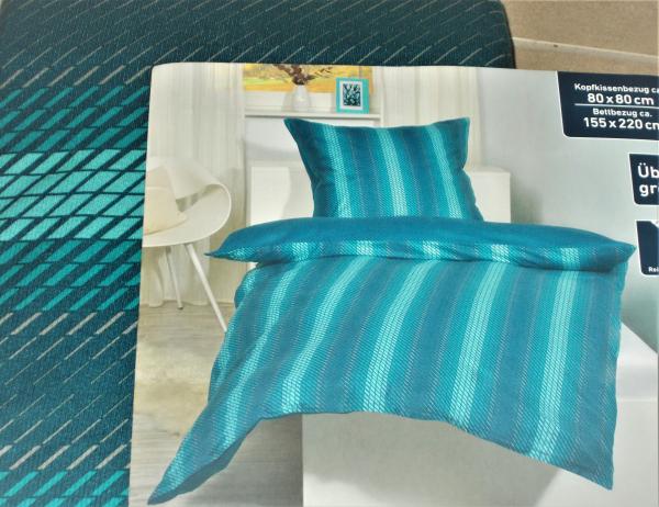 4tlg. Thermo Fleece Bettwäsche Übergrösse 155x220cm/80x80cm türkistöne NEU
