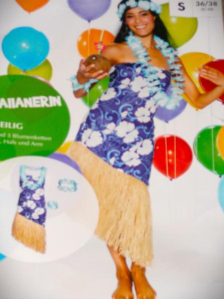4 teiliges Damen KOSTÜM HAWAIIANERIN Gr.S M Fasching Karneval Mottoparty NEU