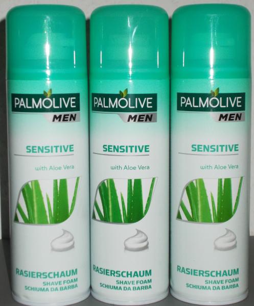 3x 300ml Palmolive MEN Rasierschaum - Sensitive mit Aloe Vera